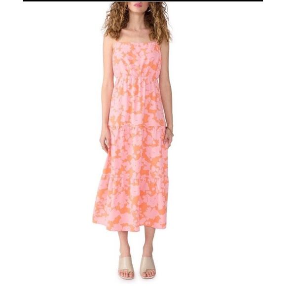 Social Standard by Sanctuary Ladies Smocked Back Dress Size Large Pink/Orange - Picture 1 of 14